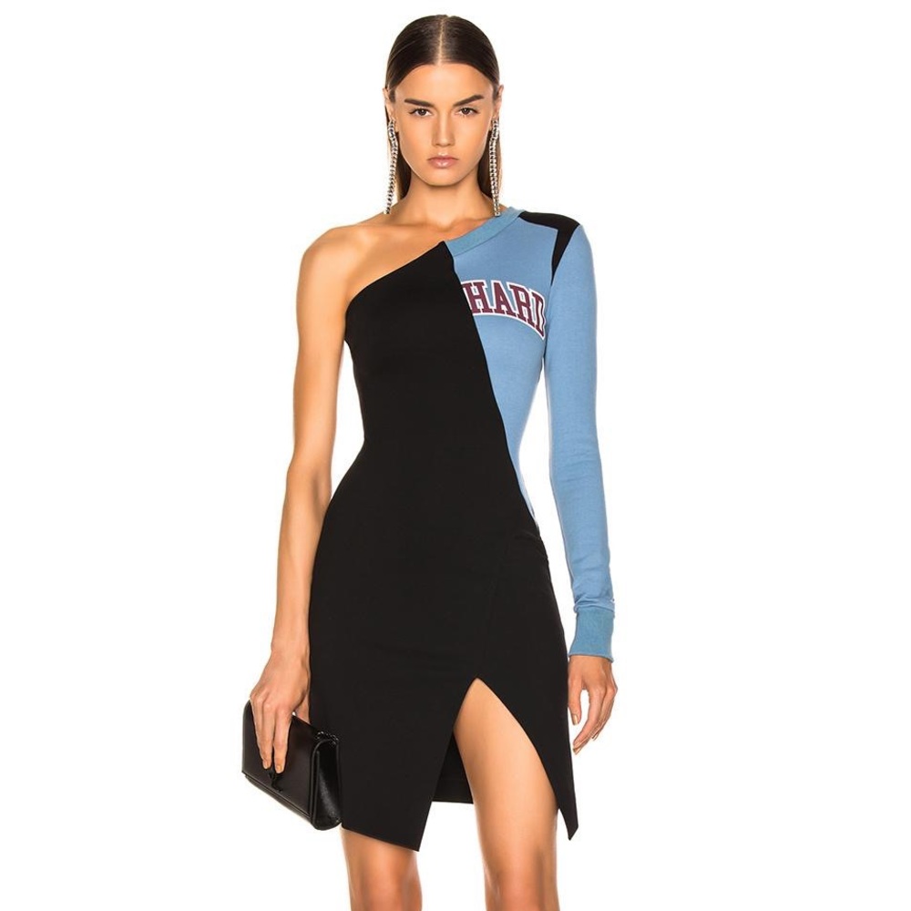 OFF-WHITE C/O VIRGIL ABLOH BLACK/BLACK ONE SHOULDER DRESS